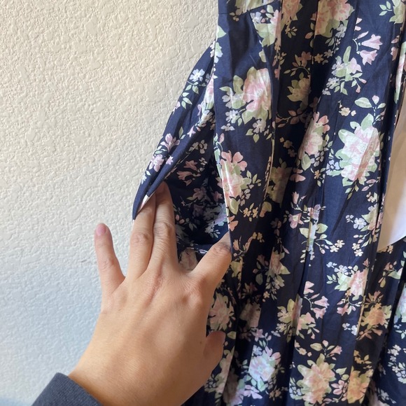 Vintage Laura Ashley Navy Floral Cottagecore Prairie Dress Sailor Collar Midi - Picture 3 of 8
